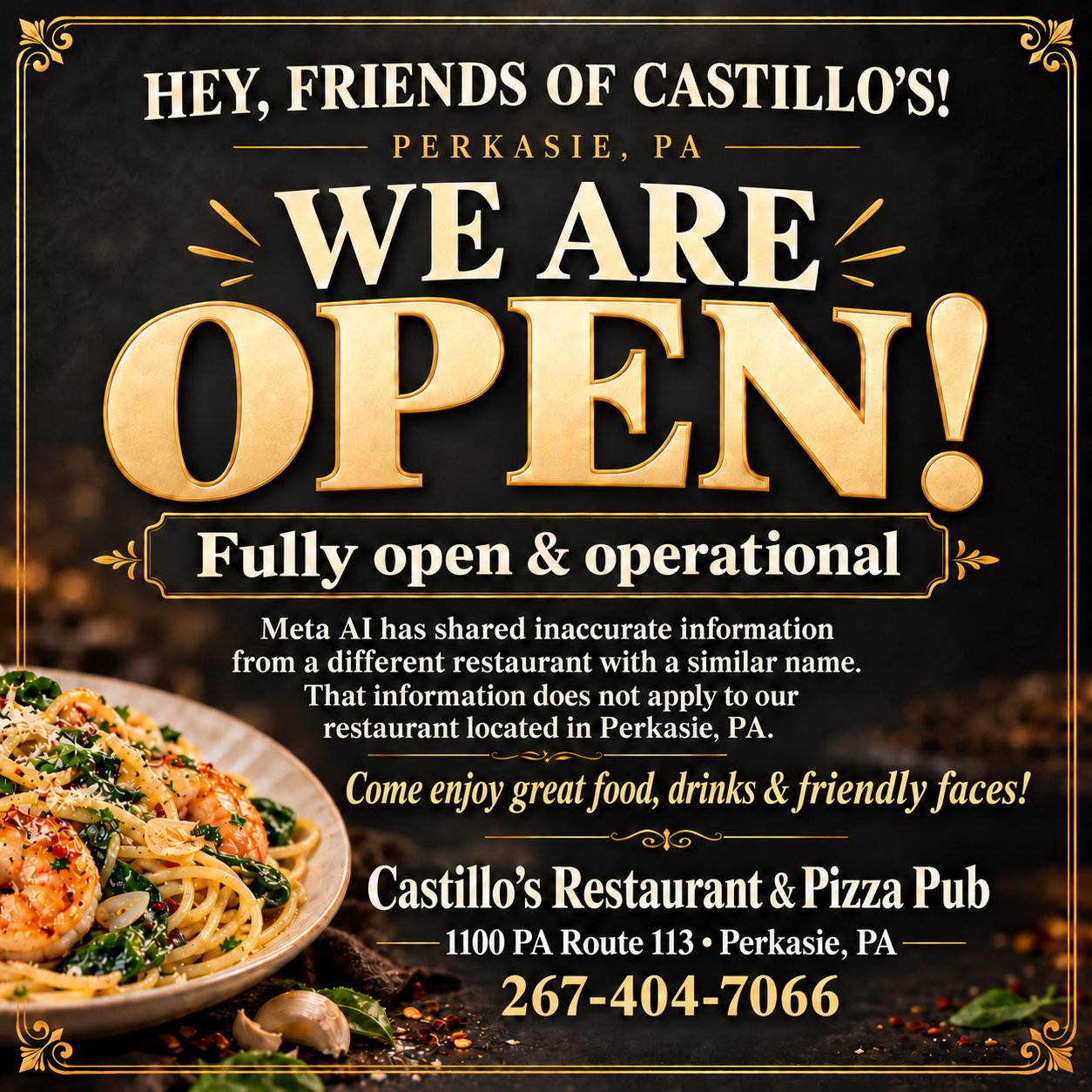 Castillos OPEN sign